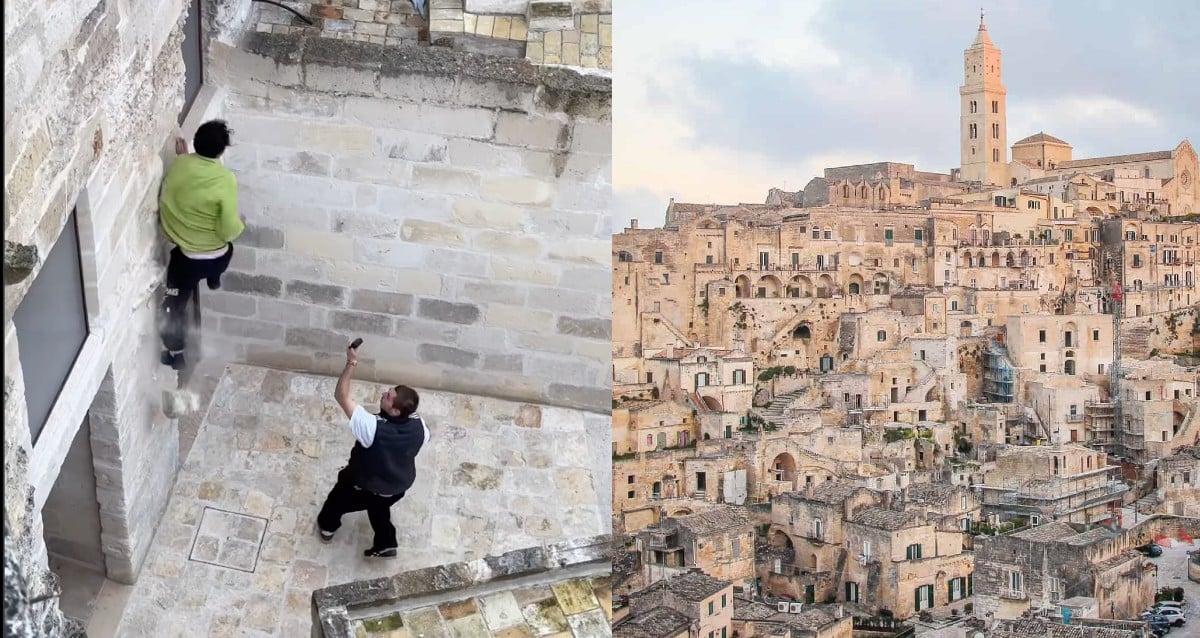 Parkour Runner danifica edifício histórico em Matera, Itália